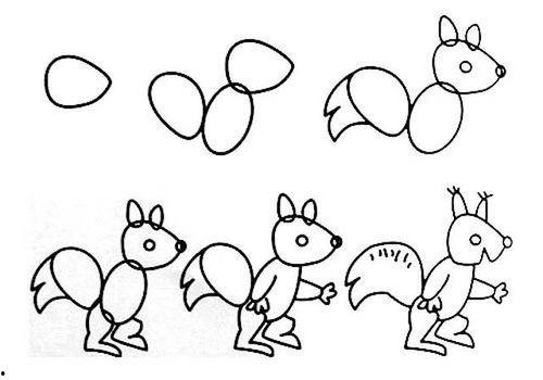 吃瓜松鼠简笔画,趣味简笔画中的自然精灵
